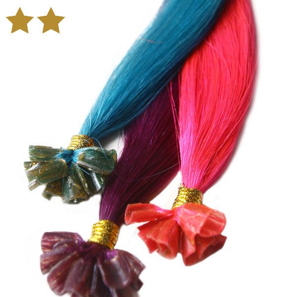 Haarverlängerungen in pink, lila und türkis