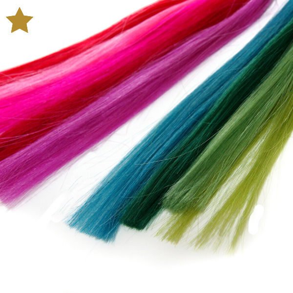 Hair Extensions in grün, blau, rot, pink und violet