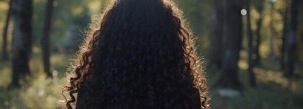 Frau mit Locken von hinten